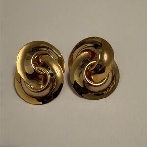 Vtg Runway Norma Jean Gold-Tone Chucky Clip-On Earrings
